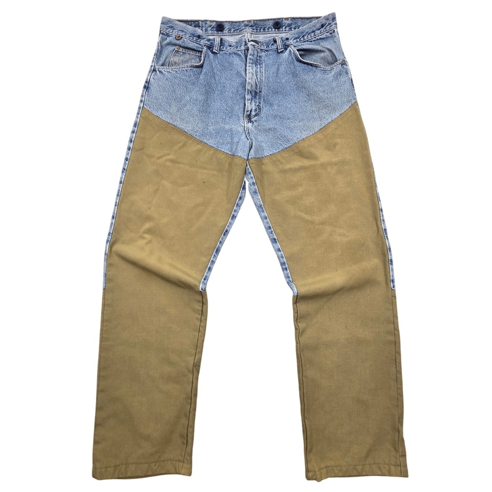 Vintage Wrangler Rugged Wear Upland Field Jeans Mens 36x32 Blue Khaki Canvas